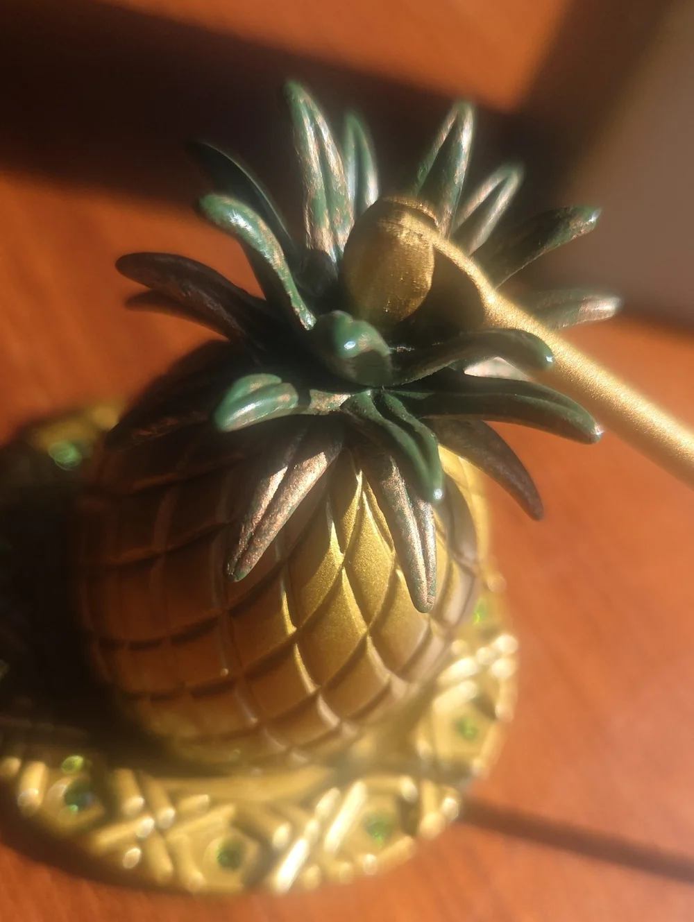 PartyLite Gold Pineapple Candle Snuffer With Jeweled Tray NIB